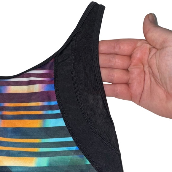 Athleta Streamline Rainbow Stripe Open Back One Piece Swimsuit - Picture 7 of 11